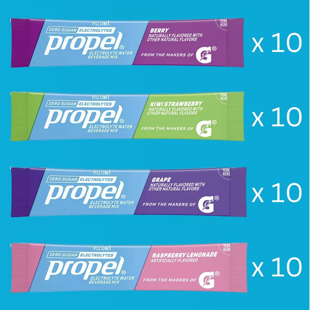 Gsuila Propel Powder Packets, 4 Flavor Variety Pack with Electrolytes, Vitamins and No Sugar 20 - Pack - Image 3
